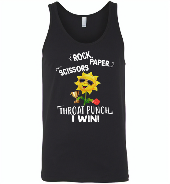 Rock Scissors Paper Throat Punch I Win, Sunflower Funny - Canvas Unisex Tank