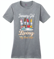 January girl living my best life lipstick birthday - Distric Made Ladies Perfect Weigh Tee