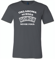 Oklahoma Nurses Never Fold Play Cards - Canvas Unisex USA Shirt