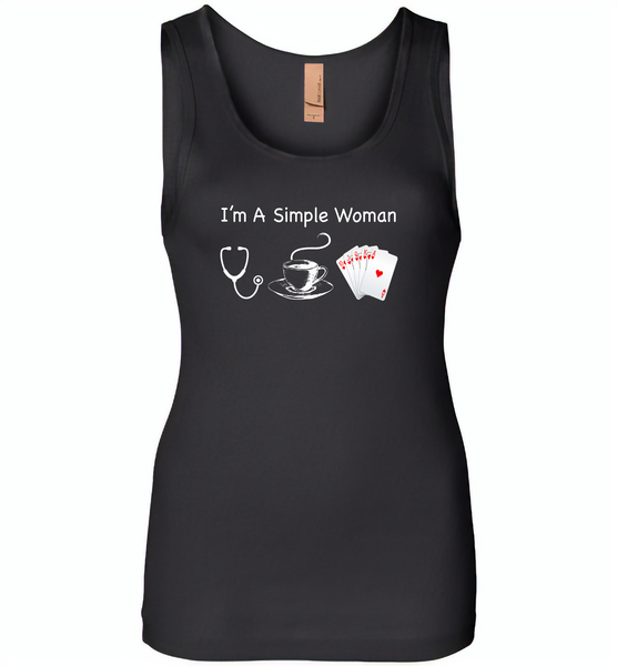 I'm A Simple Woman Who Loves Nurse Coffee and Play Cards - Womens Jersey Tank