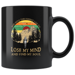 Hiking camping and into the forest i go to lose my mind and find my soul women vintage coffee mug