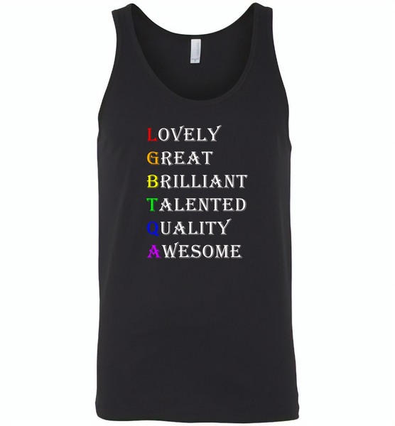 LGBTQA lovely great brilliant talented quality awesome lgbt gay pride - Canvas Unisex Tank