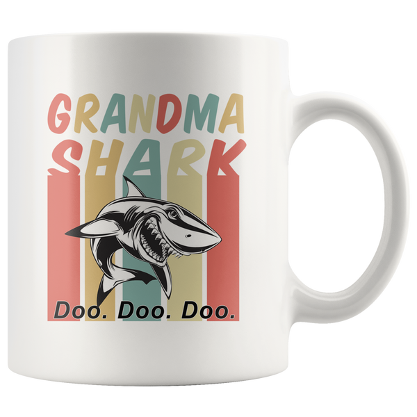 Retro Vintage grandma shark doo doo doo white gift coffee mug