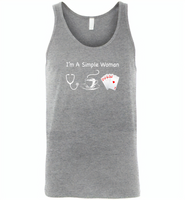 I'm A Simple Woman Who Loves Nurse Coffee and Play Cards - Canvas Unisex Tank