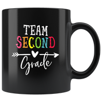 Team second grade back to school black coffee mug