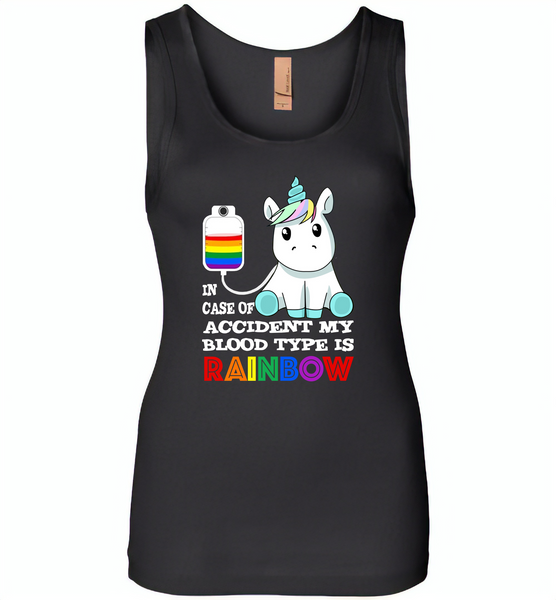 In Case Of Accident My Blood Type Is Rainbow Unicorn - Womens Jersey Tank