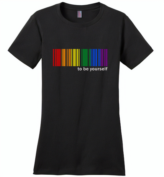 LGBT Barcode to be yourself rainbow gay pride - Distric Made Ladies Perfect Weigh Tee