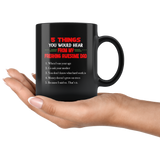 5 things hear from my freaking awesome dad, father's day funny black gift coffee mugs