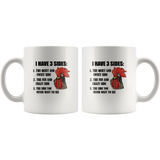 I Have 3 Sides The Quiet And Sweet Fun Crazy Side You Never Want To See Chicken White Coffee Mug