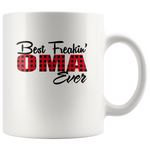 Best Freakin' Oma Ever Plaid Mother's Day Gift White Coffee Mug