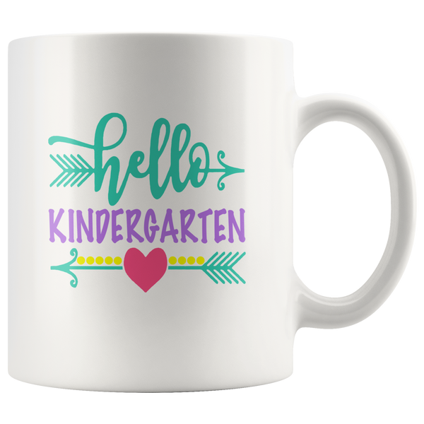 Hello kindergarten first day back to school white coffee mug