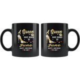 A Queen was born in June, cute birthday black gift coffee mug