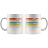 Queens are born in September vintage, birthday white gift coffee mug