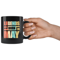 Legends are born in may vintage birthday gift black coffee mug