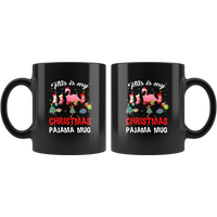 This Is My Christmas Pajama Flamingo Xmas Gift Black Coffee Mugs