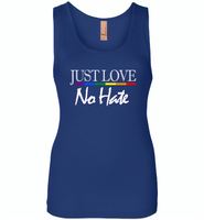 Just love no hate lgbt gay pride - Womens Jersey Tank