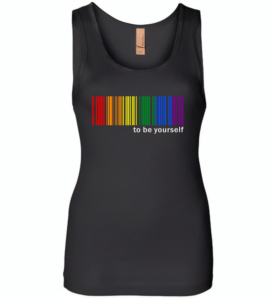 LGBT Barcode to be yourself rainbow gay pride - Womens Jersey Tank