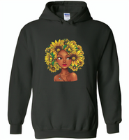 Black girl has natural sunflower hair, sunflower lover - Gildan Heavy Blend Hoodie