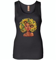 Black girl has natural sunflower hair, sunflower lover - Womens Jersey Tank