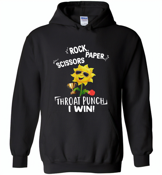 Rock Scissors Paper Throat Punch I Win, Sunflower Funny - Gildan Heavy Blend Hoodie