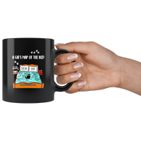 A Cat's Map Of The Bed, Cat Lover Funny Black Coffee Mug