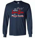 My Auntie Save Lives And Play Cards American Nurse Life - Gildan Long Sleeve T-Shirt