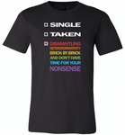 LGBT single taken dismantling heteronormativity brick nonsense pride gay - Canvas Unisex USA Shirt