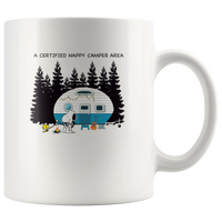 A certified happy camper area snoopy snoopy white coffee mug gift