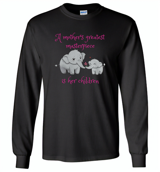 A mother's greatest masterpiece in her children elephant mom and baby - Gildan Long Sleeve T-Shirt