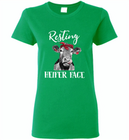 Resting heifer face cow - Gildan Ladies Short Sleeve