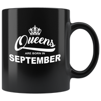 Queens are born in September, birthday black gift coffee mug