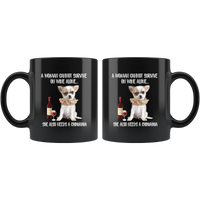 A Woman cannot survive on wine alone she also needs a chihuahua funny black coffee mugs