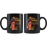 March woman three sides quiet, sweet, funny, crazy, birthday black gift coffee mug