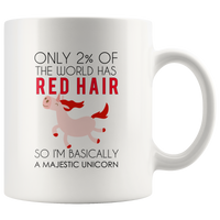 Only 2 Percent Of The World Has Red Hair SO I'm Basically A Majestic Unicorn White Coffee Mug