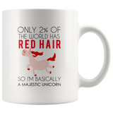 Only 2 Percent Of The World Has Red Hair SO I'm Basically A Majestic Unicorn White Coffee Mug