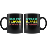 Rock Is Dead Long Live Paper Vintage Funny Black Coffee Mug