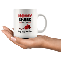 Mommy shark needs a drink wine gift white coffee mug