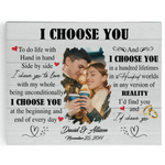 Personalized Custom Name Date Photo Wedding Anniversary Canvas Gift I Choose You I Love You For Husband Wife, Valentines Day Gifts For Her Him