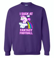 Funny Unicorn I suck at fantasy football - Gildan Crewneck Sweatshirt