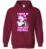 Funny Unicorn I suck at fantasy football - Gildan Heavy Blend Hoodie