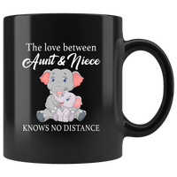 The love between aunt and niece knows no distance elephant black coffee mug