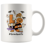 Personalized Halloween Gift Idea For Grandma Grandmalife, Mom Nana Mimi Halloween Gift From Grandkids Kids Name Love White Coffee Mug
