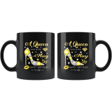 A Queen Was Born In May Glitter Diamond Shoes Birthday Gift For Girl Aunt Mom Black Coffee Mug