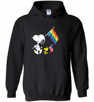 Snoopy LGBT america flag rainbow gay pride - Gildan Heavy Blend Hoodie