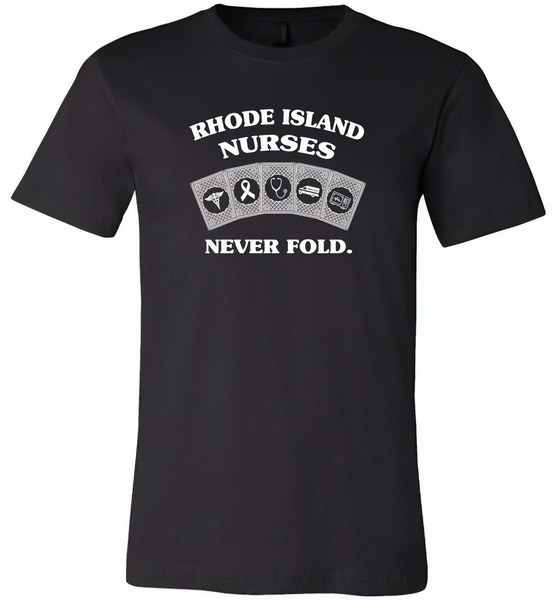 Rhode Island Nurses Never Fold Play Cards - Canvas Unisex USA Shirt