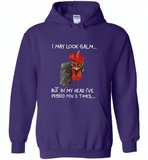 I may look calm but in my head i've pecked you 3 times chicken rooster - Gildan Heavy Blend Hoodie