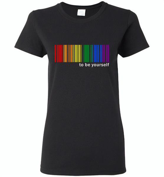 LGBT Barcode to be yourself rainbow gay pride - Gildan Ladies Short Sleeve