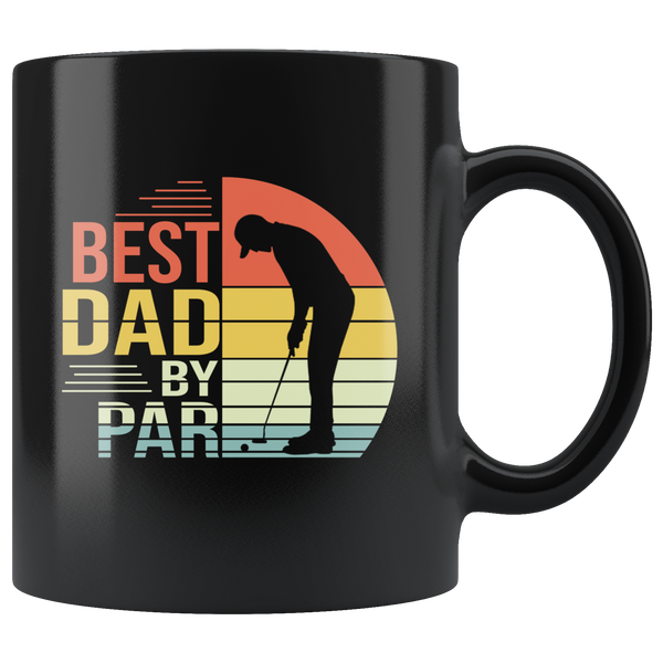 Best dad by par vintage retro dad play golf golfer father's day gift black coffee mug