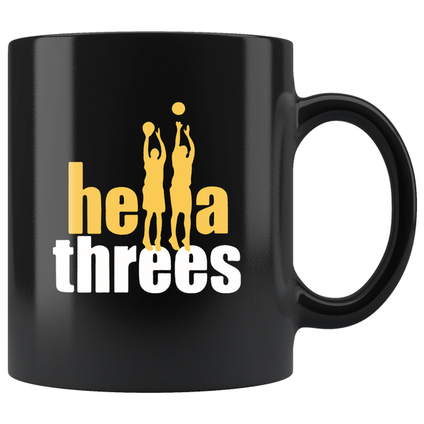 Hella tee three basketball warriors black coffee mug