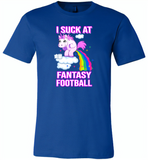 Funny Unicorn I suck at fantasy football - Canvas Unisex USA Shirt